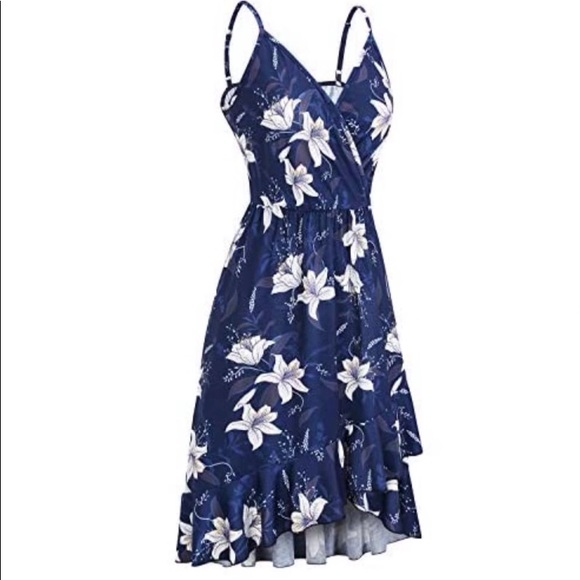 ULTRANICE Womens Summer Floral Wrap V Neck Sundress Adjustable Spaghetti  Size M - Picture 3 of 7